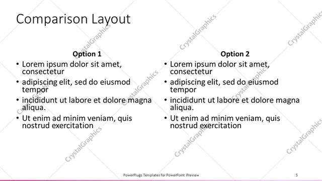 Comparison presentation slide layout