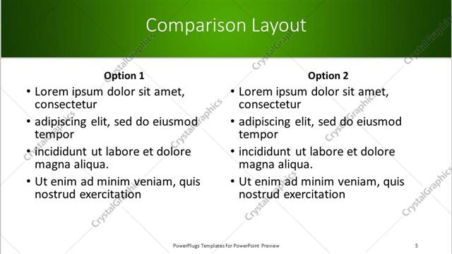 Comparison presentation slide layout