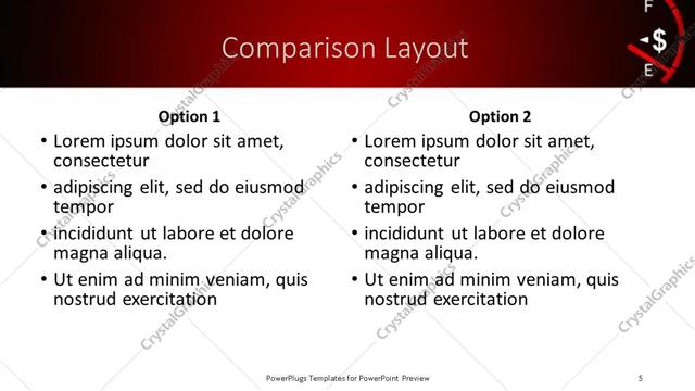 Comparison presentation slide layout