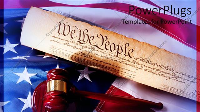  Presentation with constitution - A gavel and the constitution of America