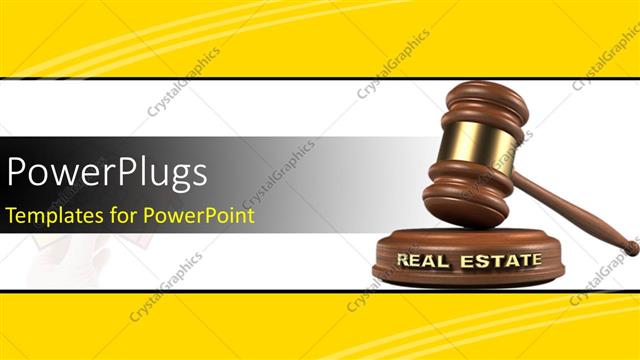  Presentation with yellow color - Gavel and Real Estate word with yellow color