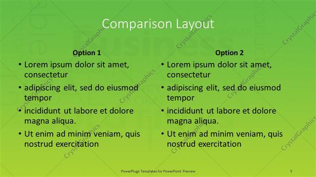 Comparison presentation slide layout