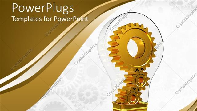  Presentation with light bulb - Gears inside light bulb with white background and colorful edges