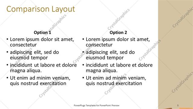 Comparison presentation slide layout
