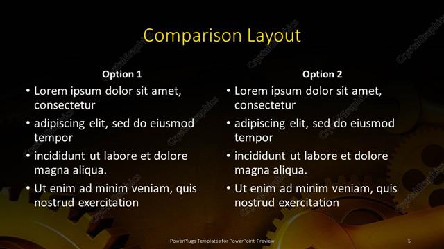 Comparison presentation slide layout