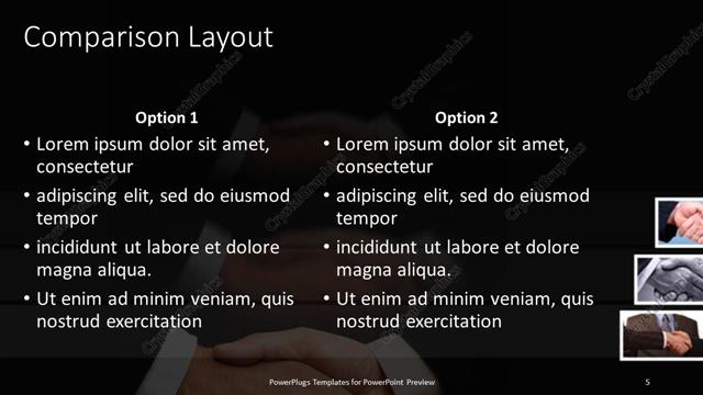 Comparison presentation slide layout