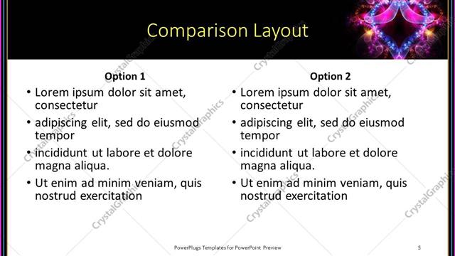 Comparison presentation slide layout