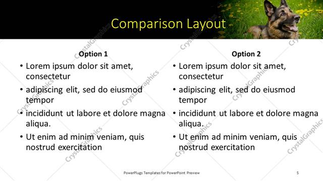Comparison presentation slide layout