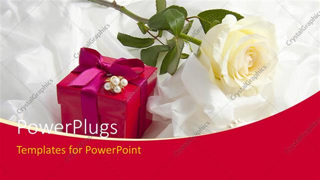  Presentation with satin - Ear rings on gift box with rose on white satin