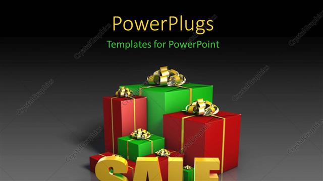  Presentation with gift - Some gift boxes with a text that spells out the word 