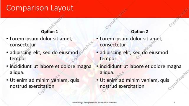 Comparison presentation slide layout
