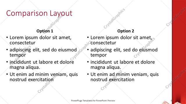Comparison presentation slide layout