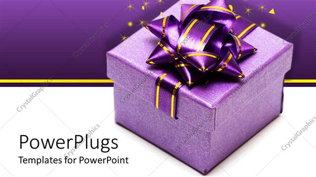  Presentation with gift - A gift hamper with a purple background including celebration material