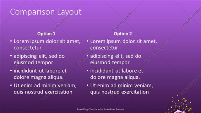 Comparison presentation slide layout