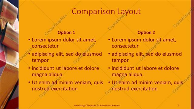 Comparison presentation slide layout