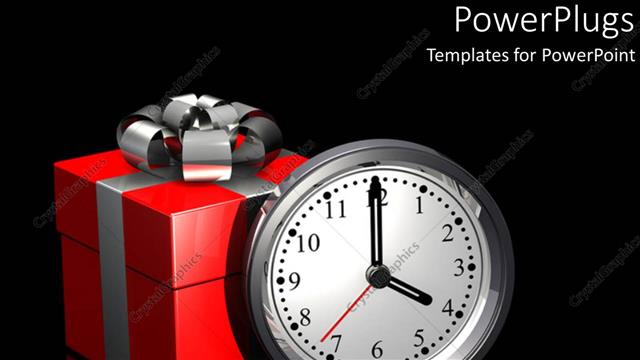  Presentation with silver - Gift of time metaphor with red and silver present and clock