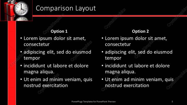 Comparison presentation slide layout