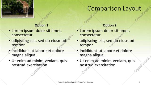 Comparison presentation slide layout