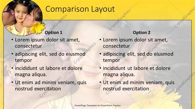 Comparison presentation slide layout