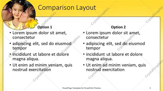 Comparison presentation slide layout