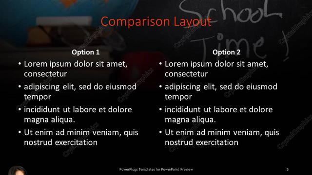 Comparison presentation slide layout