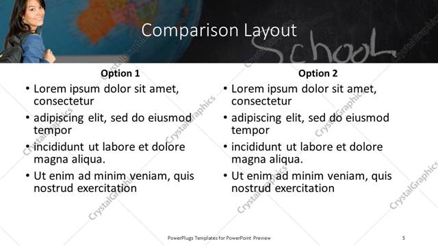 Comparison presentation slide layout