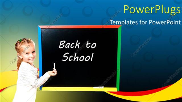  Presentation with chalk - A young smiling girl writing on a chalk board