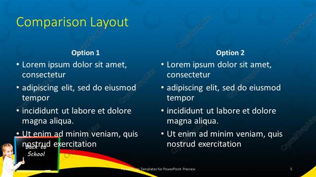 Comparison presentation slide layout