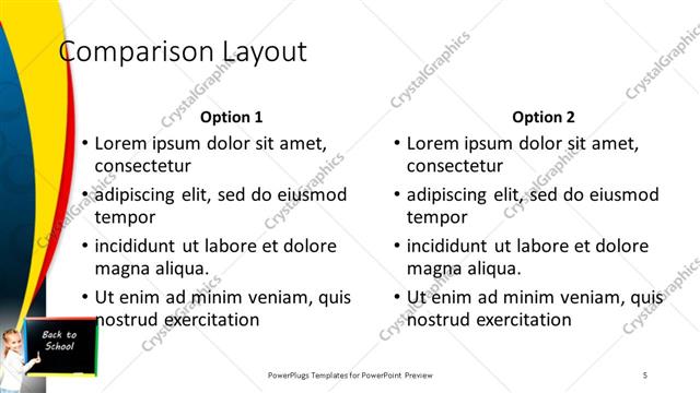 Comparison presentation slide layout