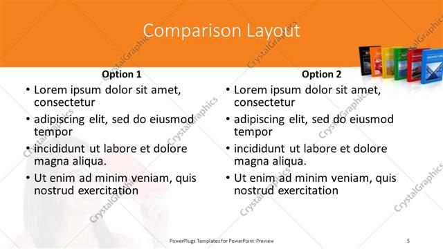 Comparison presentation slide layout