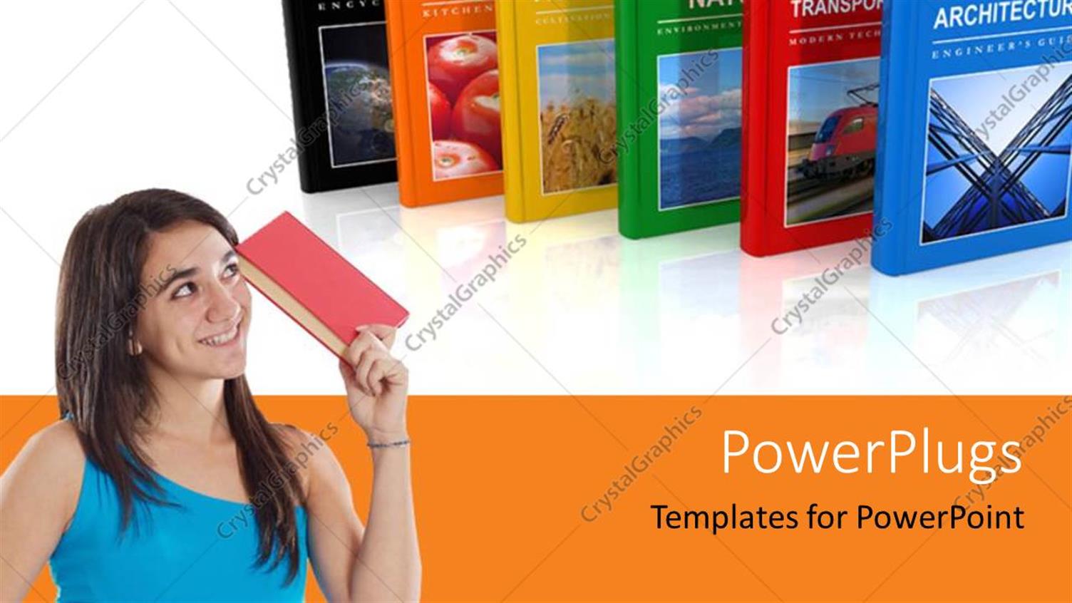 Featuring a Girl with a Book and a Number of Books in Background