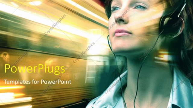  Presentation with live - A girl in the call centre with transport in background