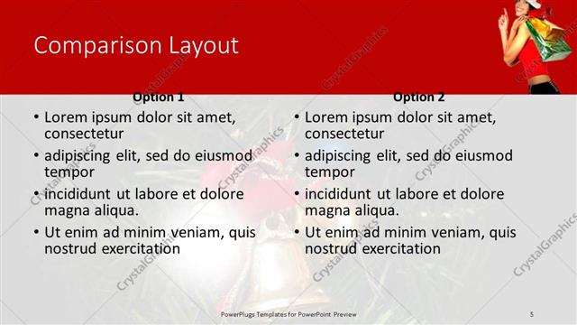 Comparison presentation slide layout
