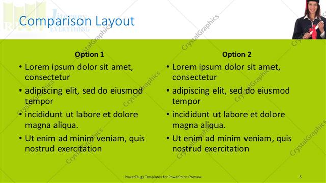 Comparison presentation slide layout