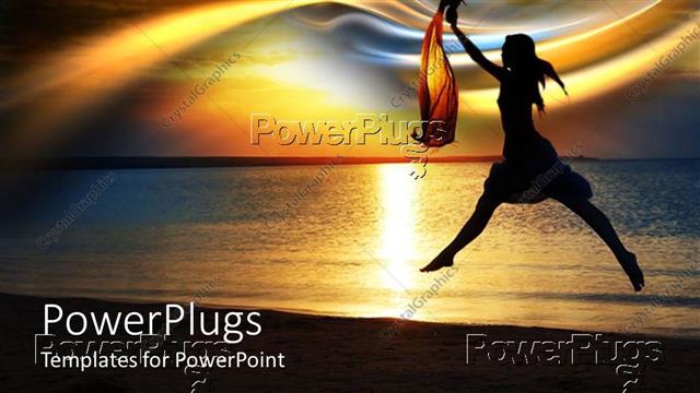  Presentation with joy - A girl dancing on the beach