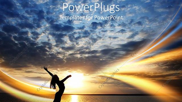  Presentation with sunset beach - A girl dancing on the beach with sea in the background