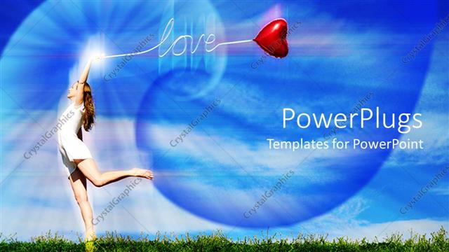  Presentation with balloon - A girl dancing with bluish background