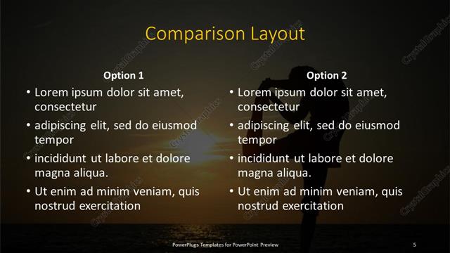 Comparison presentation slide layout