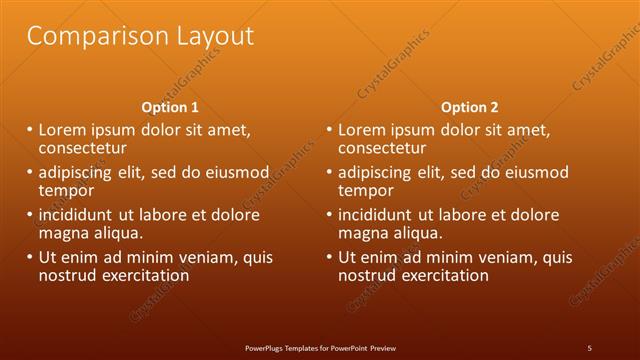 Comparison presentation slide layout