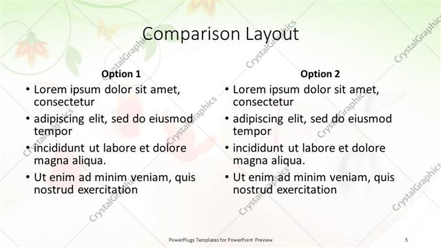 Comparison presentation slide layout