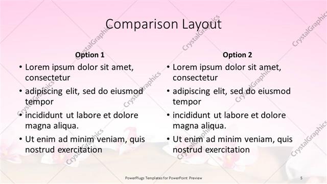 Comparison presentation slide layout