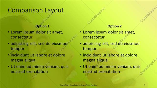 Comparison presentation slide layout