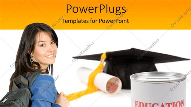  Presentation with graduation - A girl with a graduation cap in the background