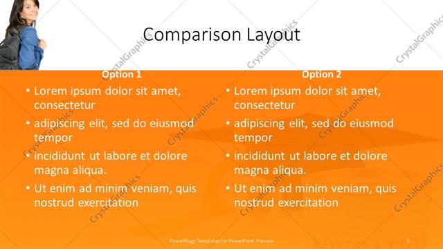 Comparison presentation slide layout