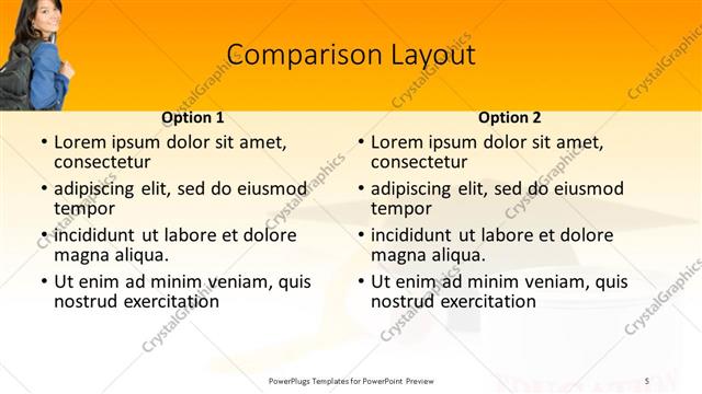 Comparison presentation slide layout