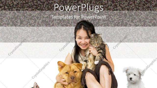  Presentation with cat - Girl holding cat hugging large dog