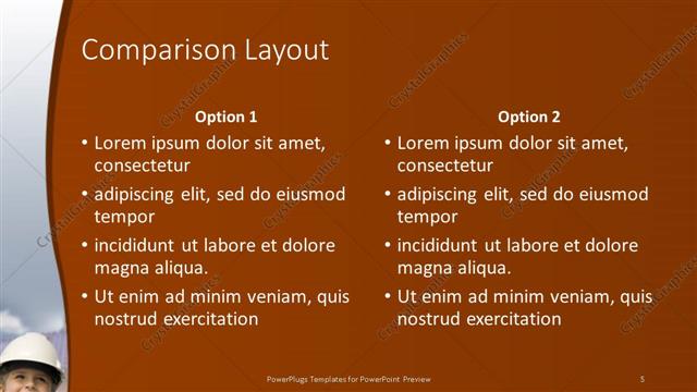 Comparison presentation slide layout