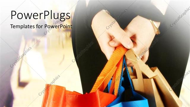  Presentation with holidays - A girl holding a number of shopping bags with blurred background