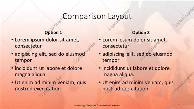 Comparison presentation slide layout