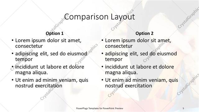 Comparison presentation slide layout
